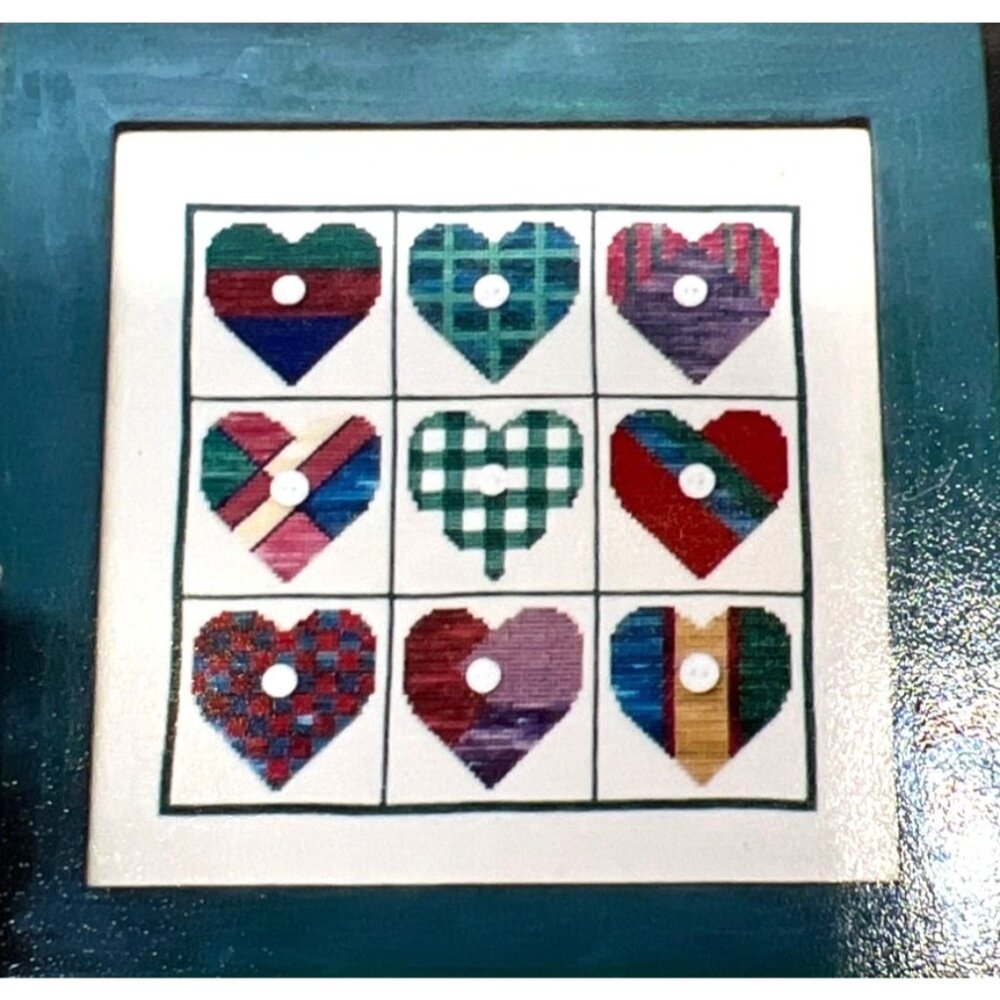 Buttoned Hearts Cross-Stitch Pattern By Poppy Kreations